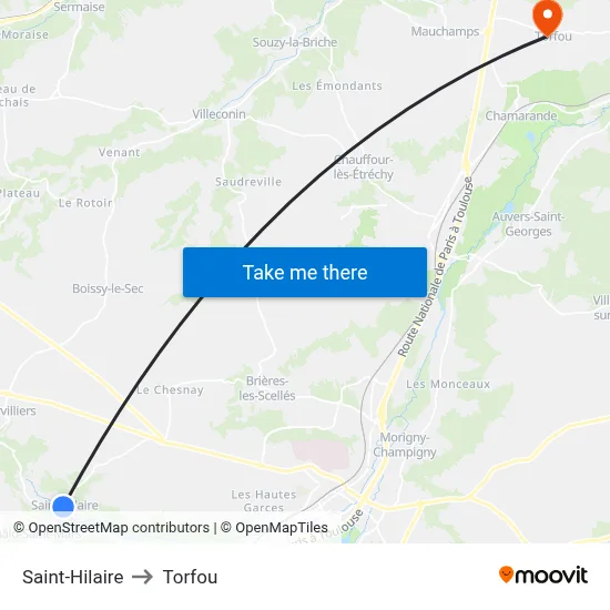 Saint-Hilaire to Torfou map