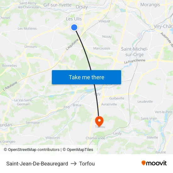 Saint-Jean-De-Beauregard to Torfou map