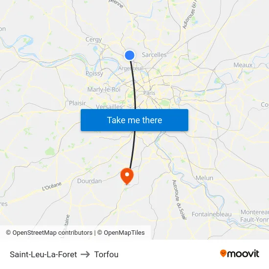 Saint-Leu-La-Foret to Torfou map