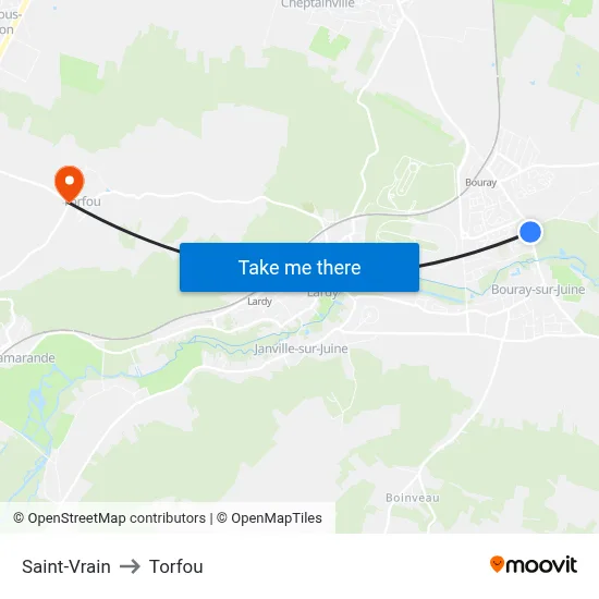 Saint-Vrain to Torfou map