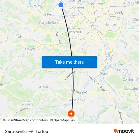 Sartrouville to Torfou map
