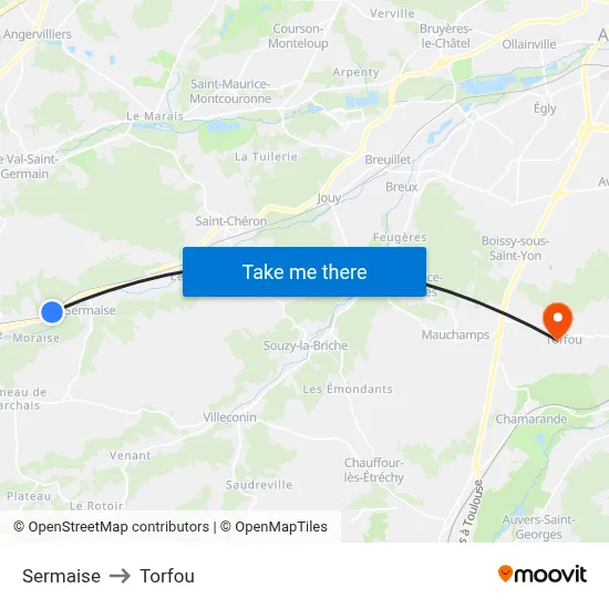 Sermaise to Torfou map