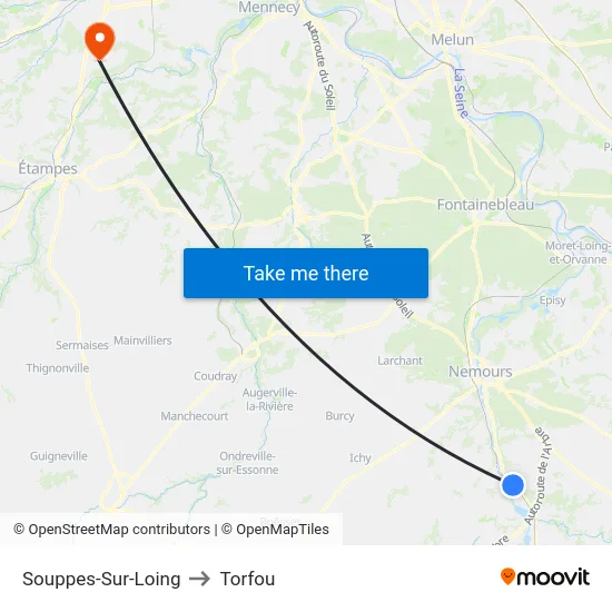 Souppes-Sur-Loing to Torfou map