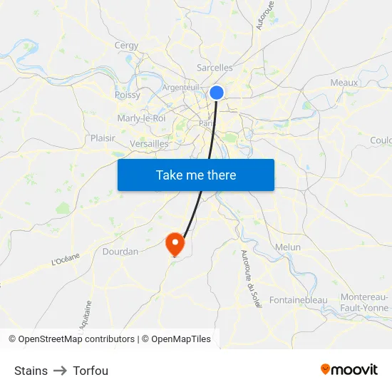Stains to Torfou map