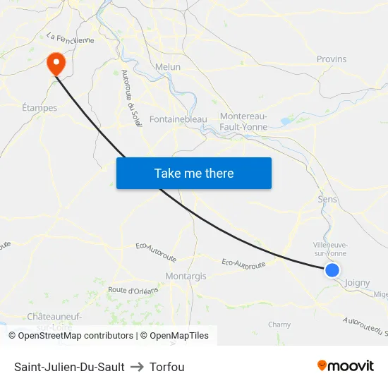 Saint-Julien-Du-Sault to Torfou map