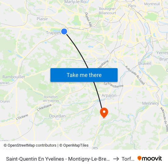 Saint-Quentin En Yvelines - Montigny-Le-Bretonneux to Torfou map