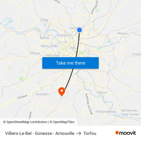 Villiers-Le-Bel - Gonesse - Arnouville to Torfou map