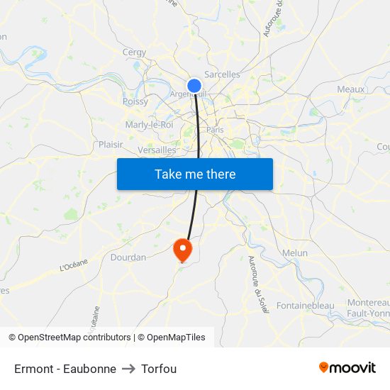 Ermont - Eaubonne to Torfou map