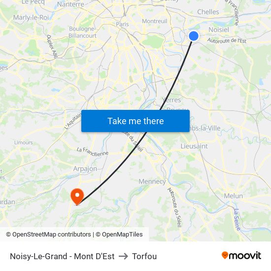 Noisy-Le-Grand - Mont D'Est to Torfou map