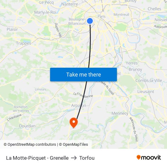 La Motte-Picquet - Grenelle to Torfou map