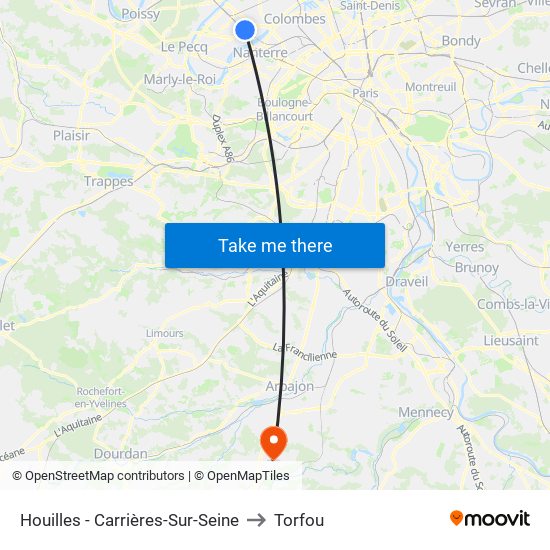 Houilles - Carrières-Sur-Seine to Torfou map