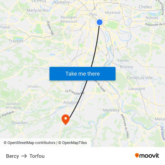 Bercy to Torfou map