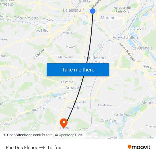 Rue Des Fleurs to Torfou map