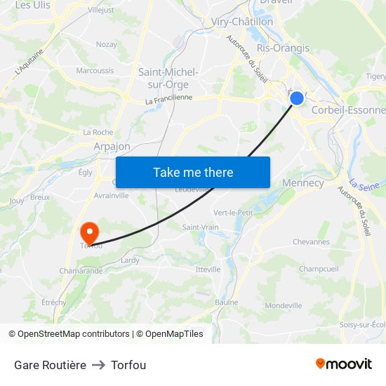 Gare Routière to Torfou map