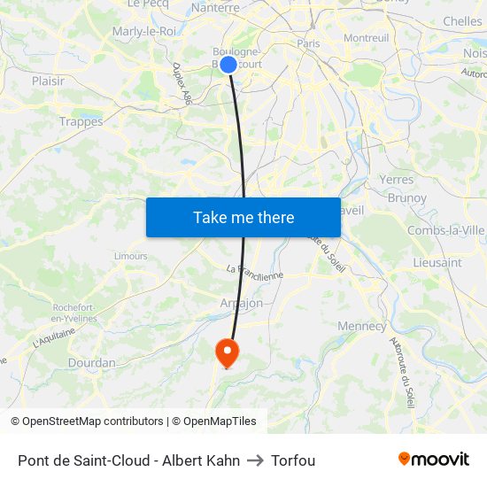 Pont de Saint-Cloud - Albert Kahn to Torfou map