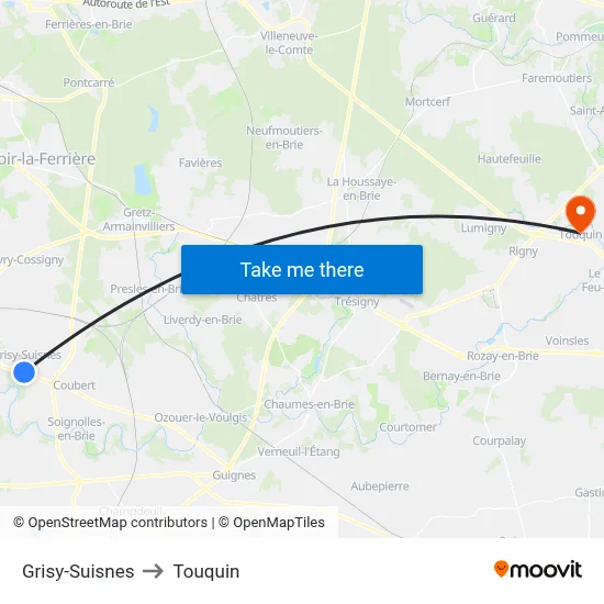 Grisy-Suisnes to Touquin map