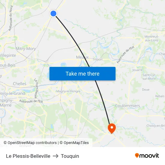 Le Plessis-Belleville to Touquin map