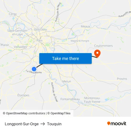 Longpont-Sur-Orge to Touquin map