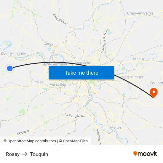 Rosay to Touquin map