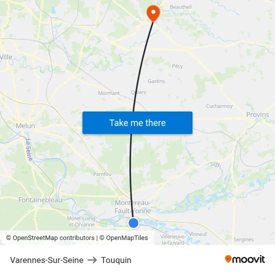 Varennes-Sur-Seine to Touquin map