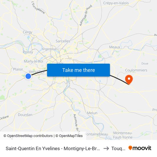 Saint-Quentin En Yvelines - Montigny-Le-Bretonneux to Touquin map