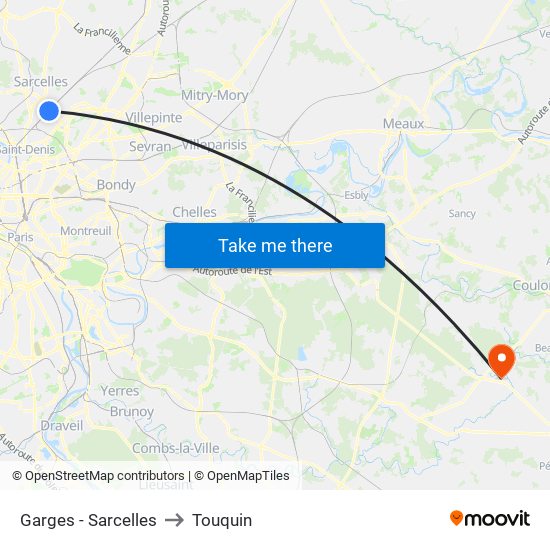 Garges - Sarcelles to Touquin map