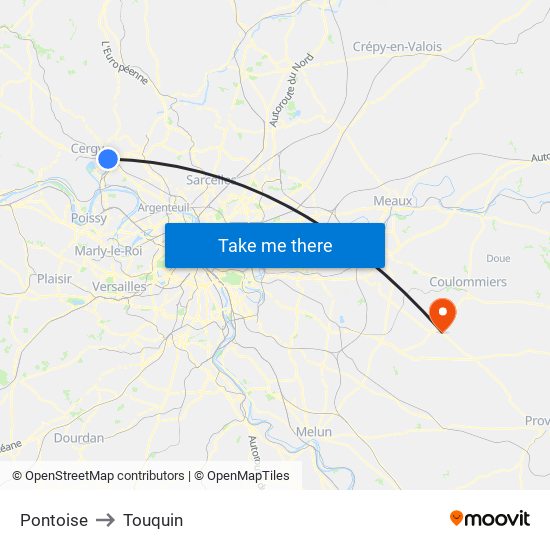 Pontoise to Touquin map