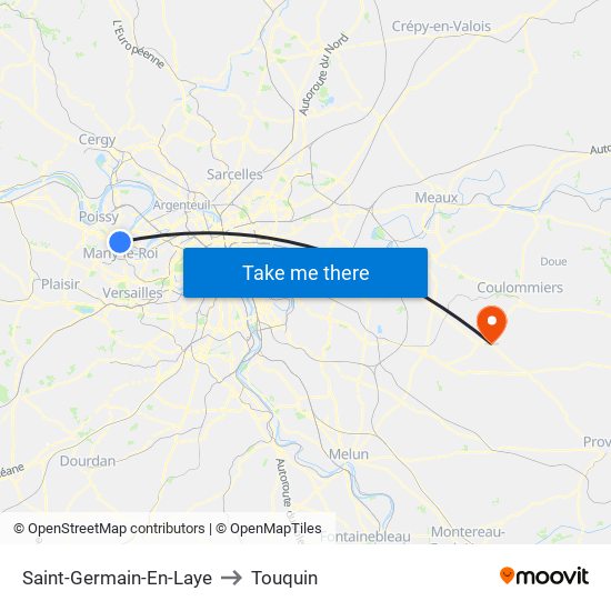 Saint-Germain-En-Laye to Touquin map