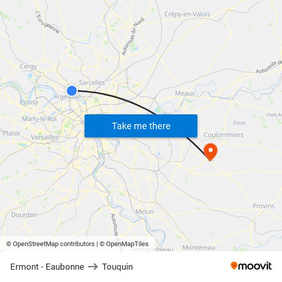 Ermont - Eaubonne to Touquin map