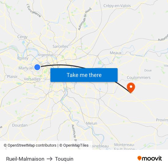 Rueil-Malmaison to Touquin map