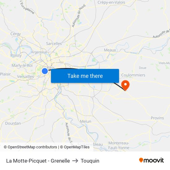 La Motte-Picquet - Grenelle to Touquin map