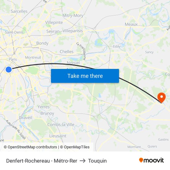 Denfert-Rochereau - Métro-Rer to Touquin map