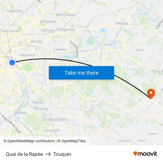 Quai de la Rapée to Touquin map