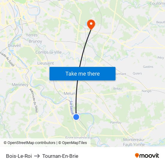 Bois-Le-Roi to Tournan-En-Brie map