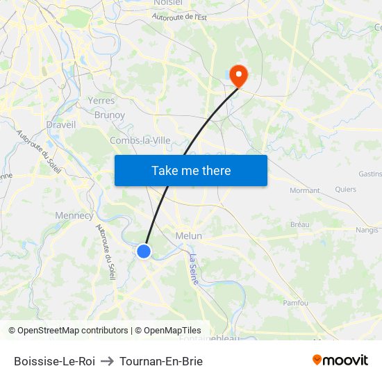 Boissise-Le-Roi to Tournan-En-Brie map