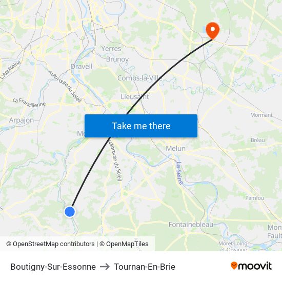 Boutigny-Sur-Essonne to Tournan-En-Brie map
