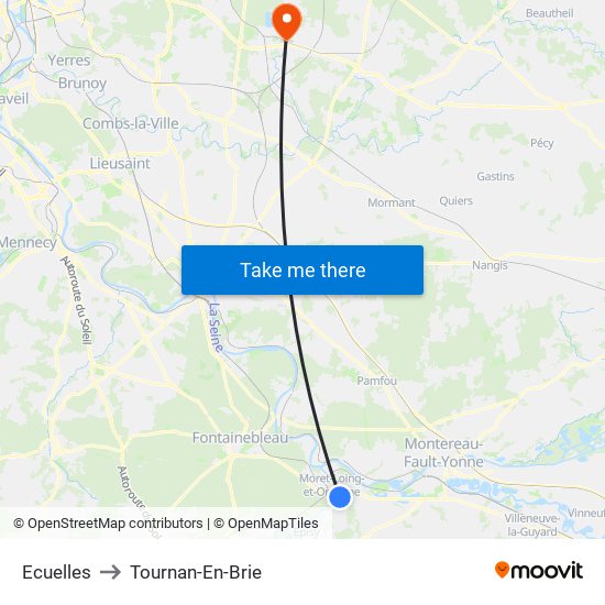 Ecuelles to Tournan-En-Brie map