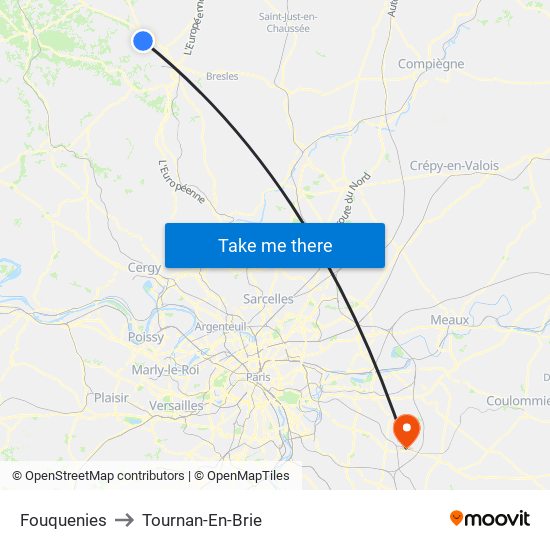 Fouquenies to Tournan-En-Brie map