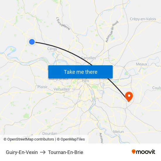 Guiry-En-Vexin to Tournan-En-Brie map