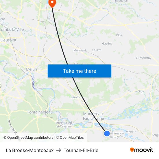 La Brosse-Montceaux to Tournan-En-Brie map