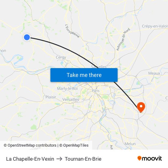 La Chapelle-En-Vexin to Tournan-En-Brie map