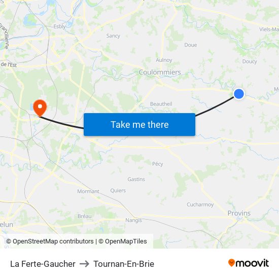 La Ferte-Gaucher to Tournan-En-Brie map