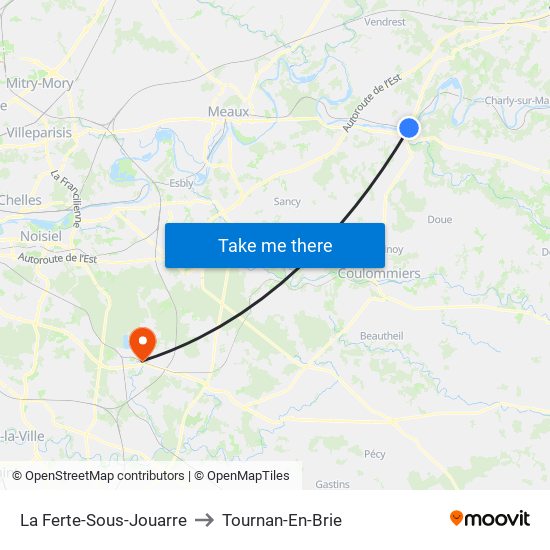 La Ferte-Sous-Jouarre to Tournan-En-Brie map