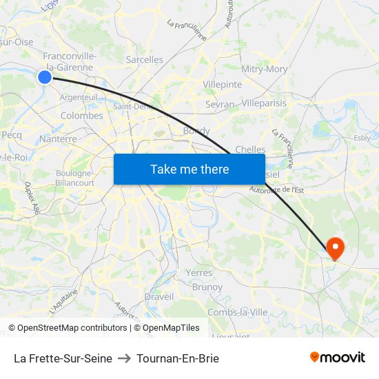 La Frette-Sur-Seine to Tournan-En-Brie map