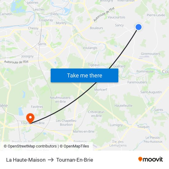 La Haute-Maison to Tournan-En-Brie map