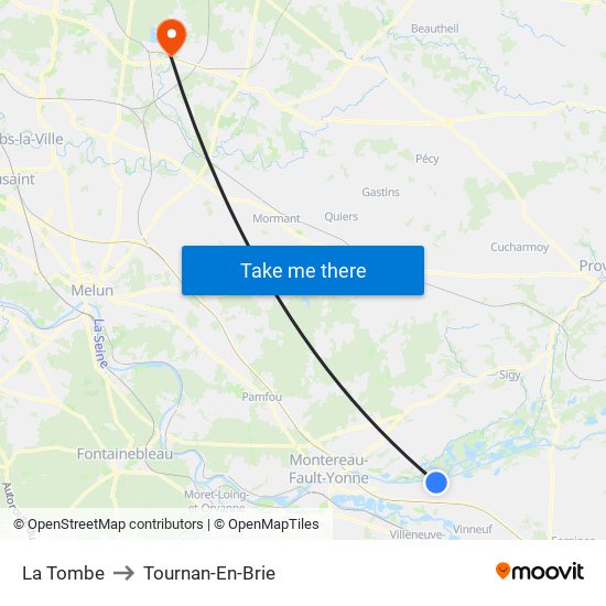 La Tombe to Tournan-En-Brie map