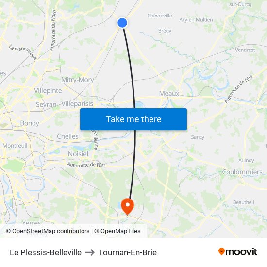 Le Plessis-Belleville to Tournan-En-Brie map