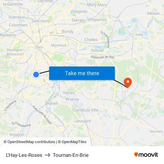 L'Hay-Les-Roses to Tournan-En-Brie map