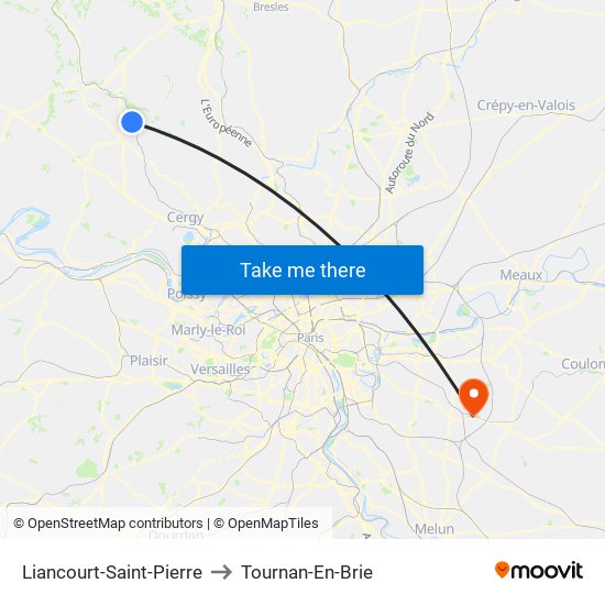 Liancourt-Saint-Pierre to Tournan-En-Brie map