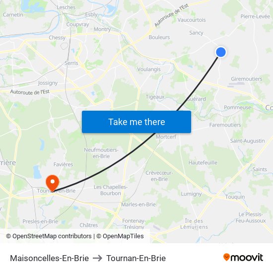 Maisoncelles-En-Brie to Tournan-En-Brie map